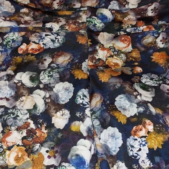 𝅺zara NAVY BLUE FLORAL PRINT TROUSER LEGGINGS- M - Picture 5 of 5